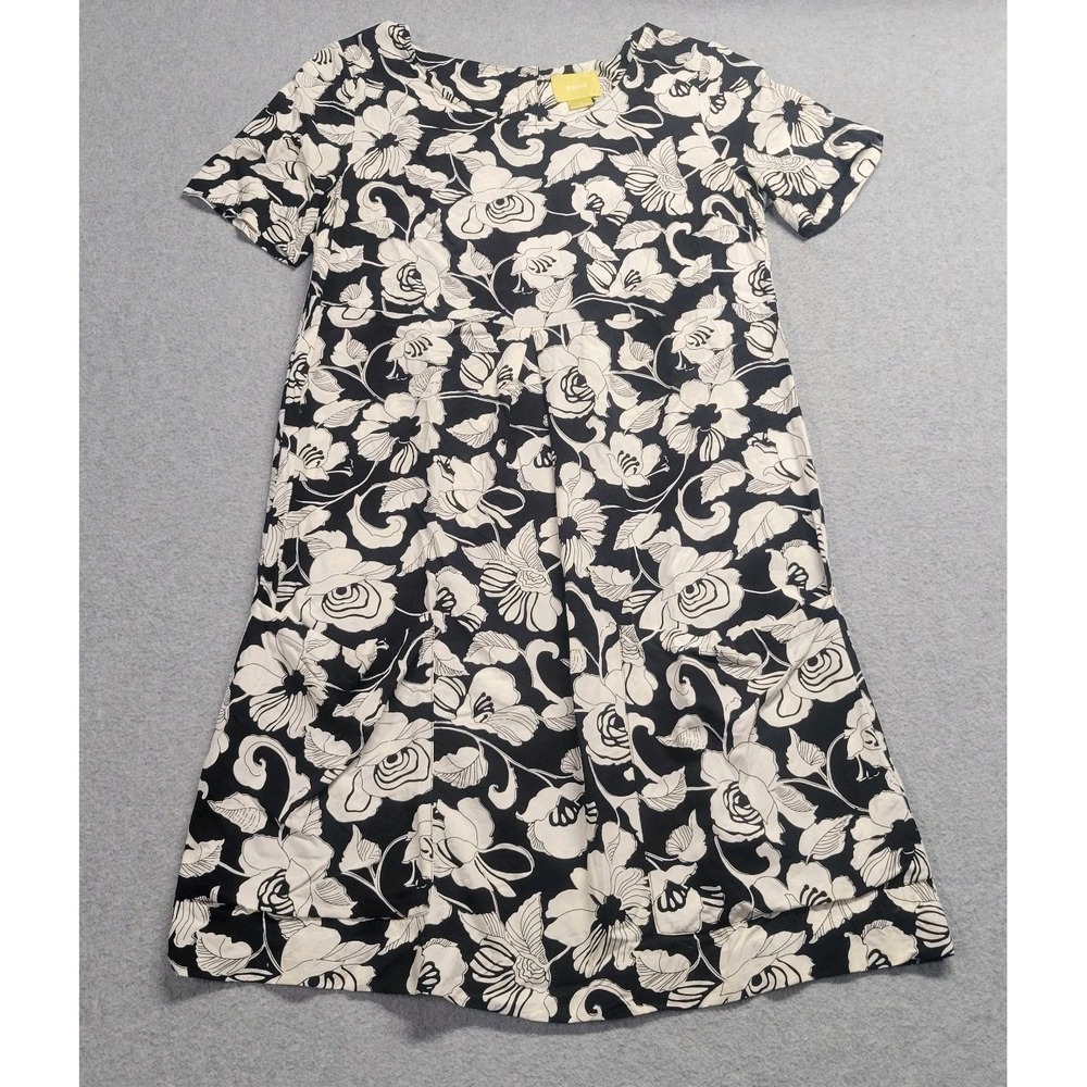 Anthropologie Maeve Black & White Floral Zola Shift Dress Size 0P Short Sleeve‎